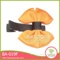 Orange and black mini simple design ribbon barrettes hair clips
